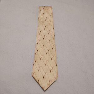 Graham & Lockwood London England 100% Silk Tie Beige/Brown Geometric Design